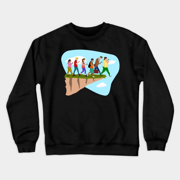 The Cell Phone Walk Crewneck Sweatshirt by Slap Cat Designs